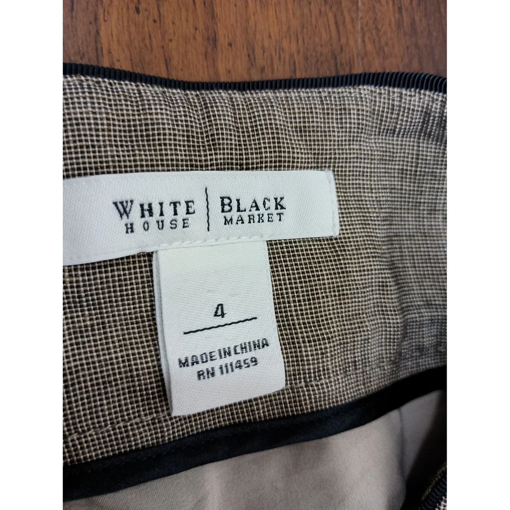 White house black market size 4 brown black linen midi skirt church formal work